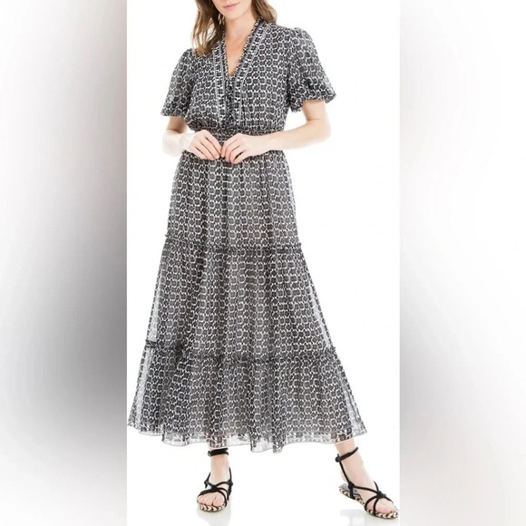 NWT Max Studio Georgette Smocked Maxi Dress - Picture 1 of 8